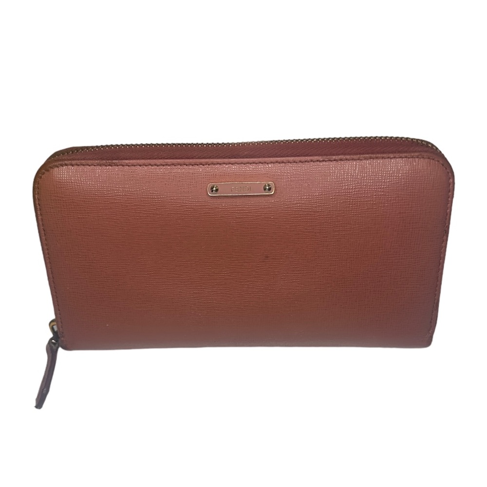 Fendi Dusty Rose Colored Leather Full Zip Wallet